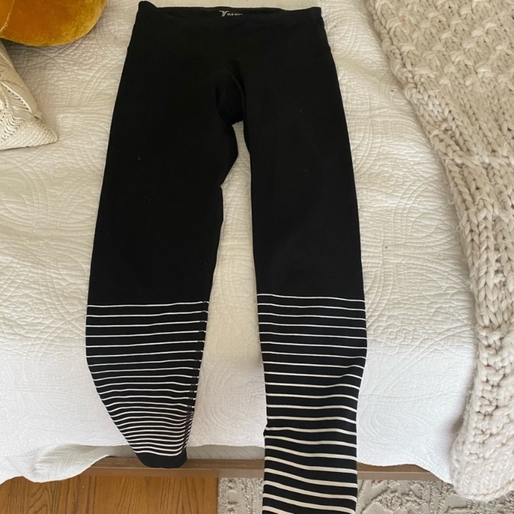 Old Navy Black & White Stripped Workout Pants